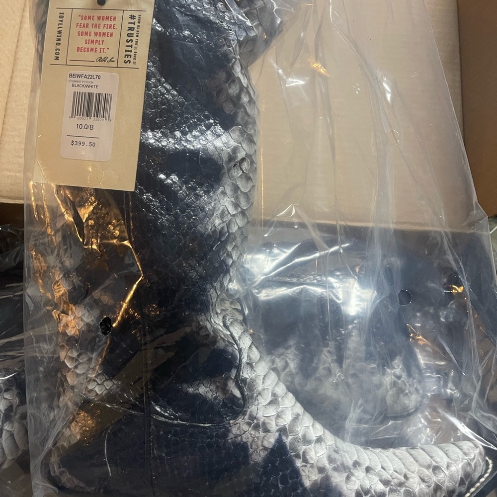 Idyllwind Black and White Python-Print Over-the-Knee Boot